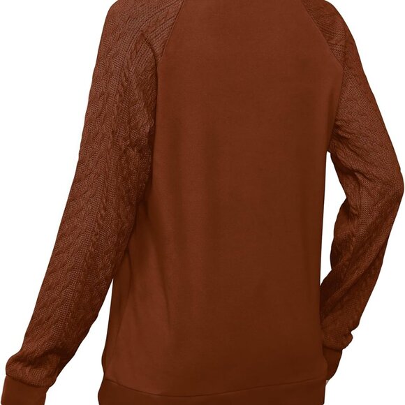 Sweatshirts for Women Crewneck Cable Knit Sleeve Sweaters Lightweight Fashion 20 - Picture 4 of 4